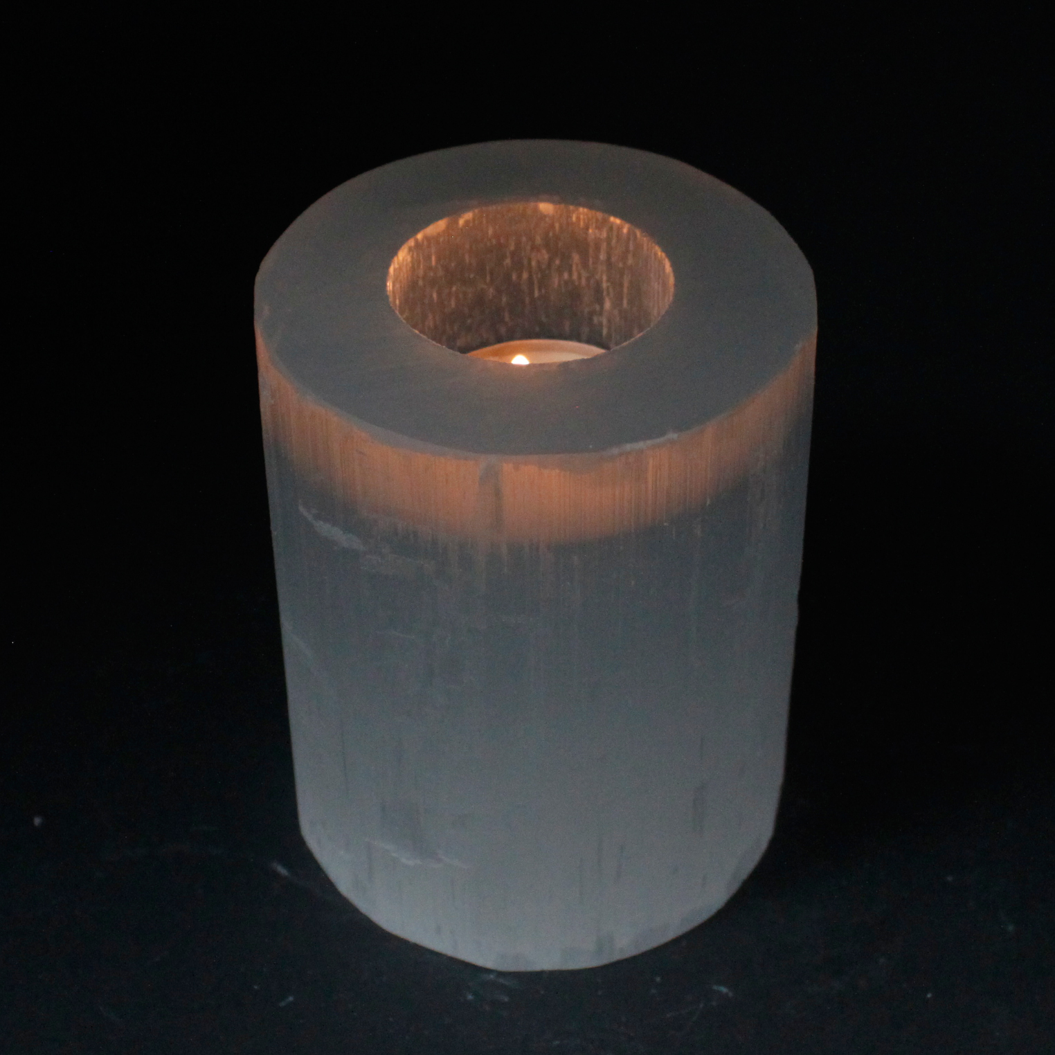 Selenite Cylinder Candle Holder - 10cm - Click Image to Close